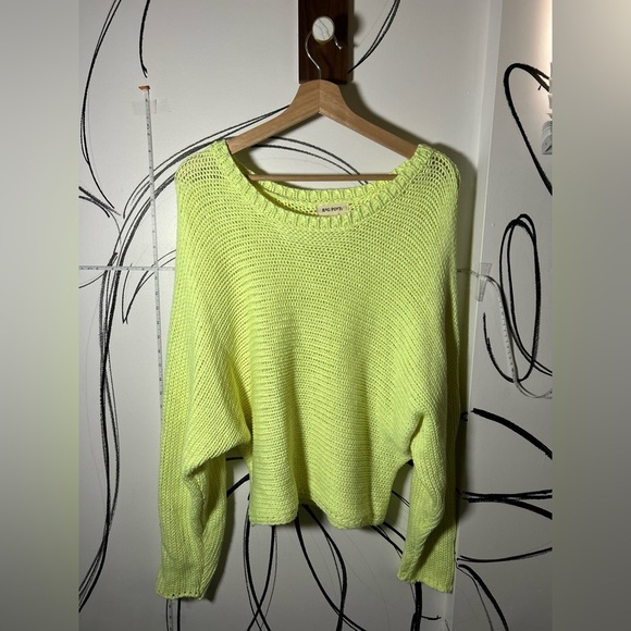 Rag Poets Neon Yellow Oversized Drop Shoulder Knit Sweater, Size Small - Picture 1 of 10